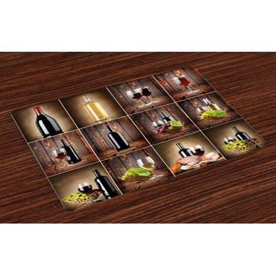 Pedro Wine Grapes Meat Drink Collage Placemat