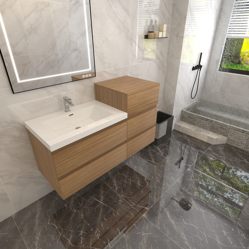 Ensemble de meuble-lavabo mural simple 55 po Moreno Bailey, Palissandre