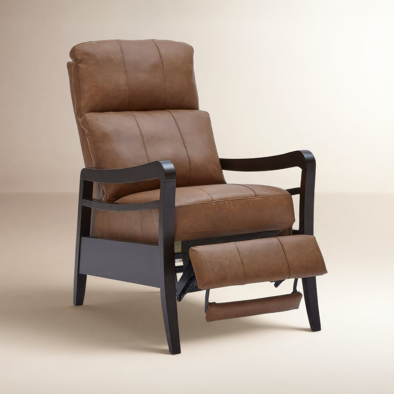 Gracelyn 3 Way Leather Recliner, Black Full Grain Leather, Espresso, Power