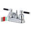 Kingston Brass Kaiser Two-Handle 3-Hole Deck Mount 4" Centerset Bathroom Faucet with Plastic Pop-Up-25314080