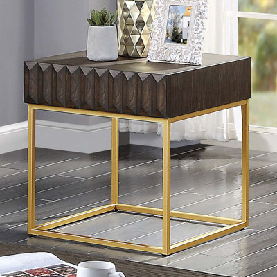 Square End Table with metal legs