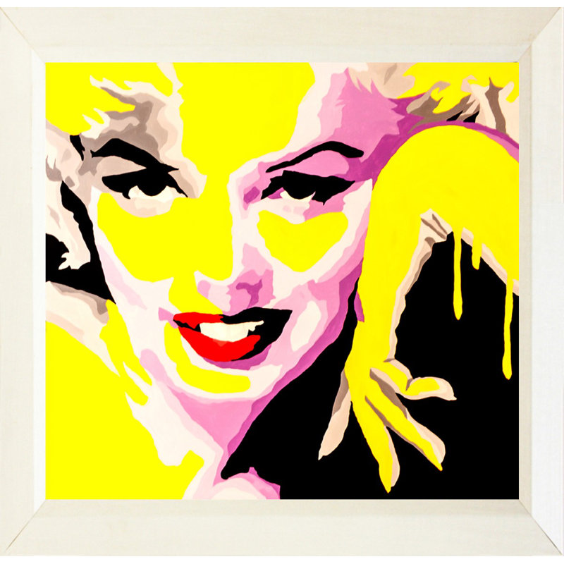 «Temptress Marilyn Monroe Comic Con Lips», reproduction d'art encadrée, H 18" x l 18" x P 1", Cadre noir