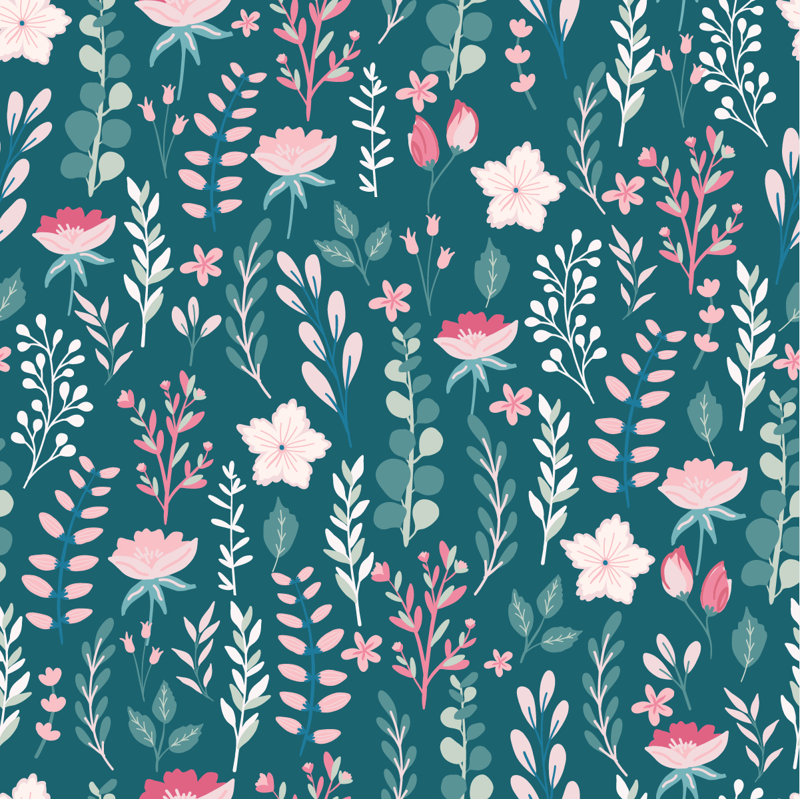 Peel & Stick Floral Tile, 2.08' W x 10.42' L