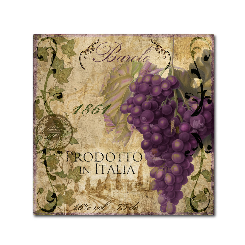 « vino italiano ii » par la boulangerie couleur, affiche rétro sur toile tendue, H 18 po x l 18 po x P 2 po