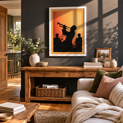 Jazz Musicians in Silhouette Modern - Framed Print