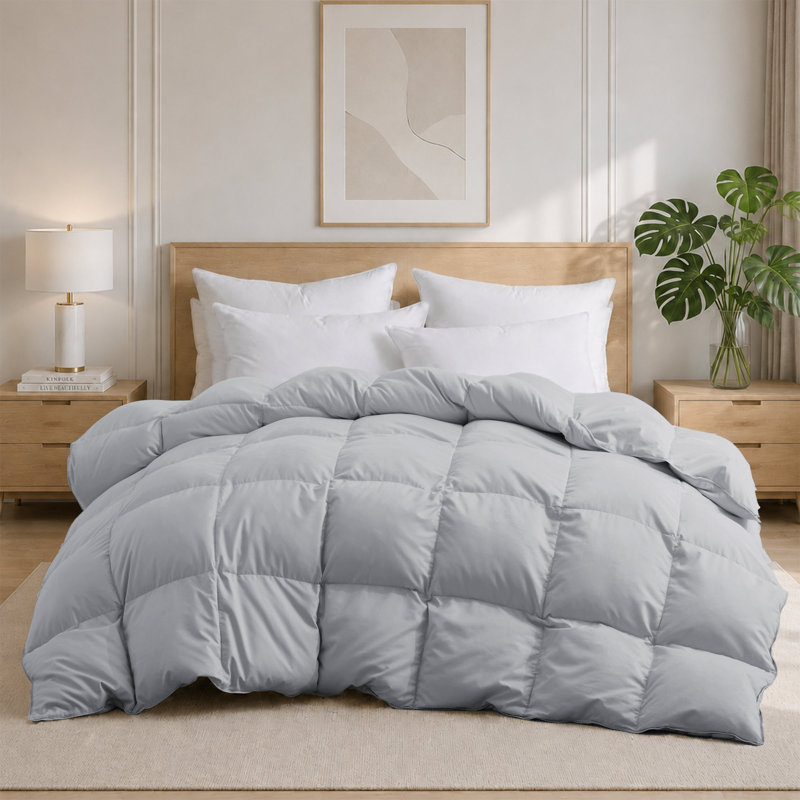Housse de couette légère toutes saisons en plumes d'oie, Light Gray, King