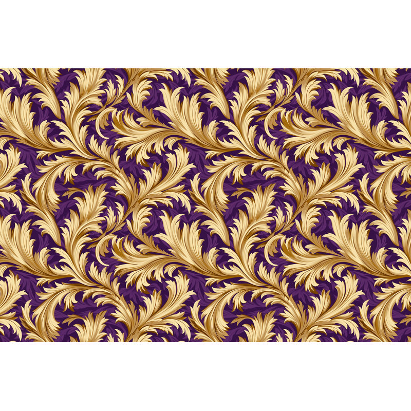 Polyester Comforter, King Comforter, Gold/Purple Floral