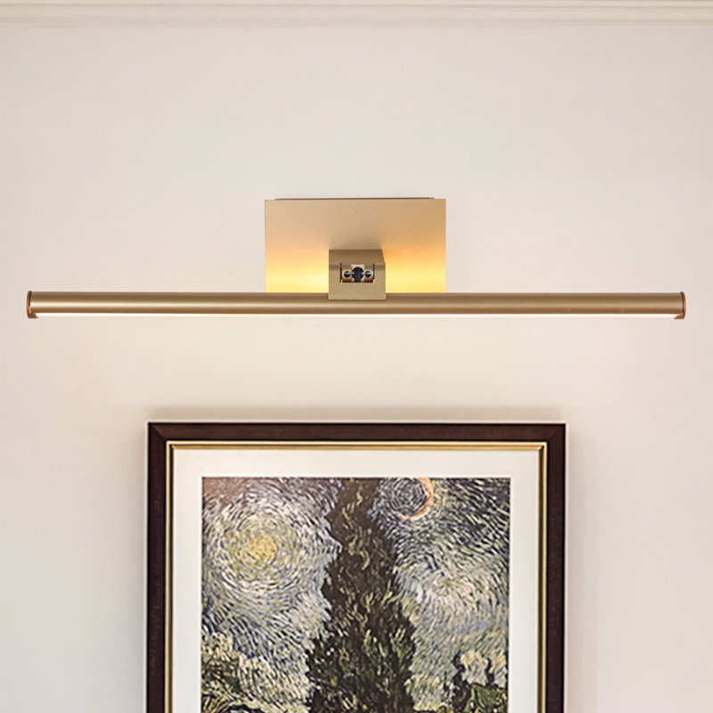 16" 1-Light LED Picture Light with Remote Control, Battery Powered Wall Mount Light with Adjustable Arm, Gold