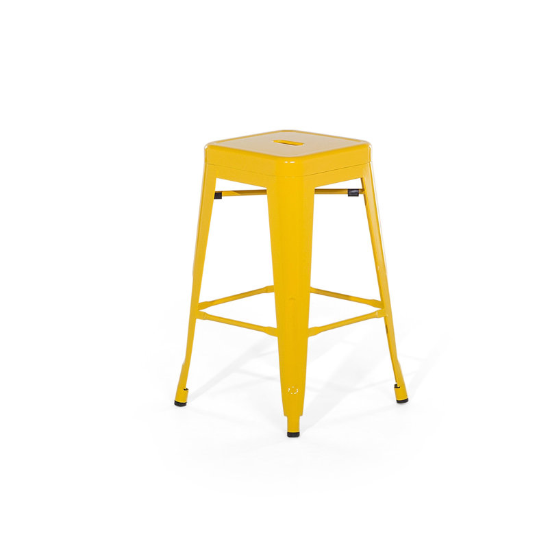 Counter Stool with Metal Frame, Yellow, Counter Stool (24" Seat Height)