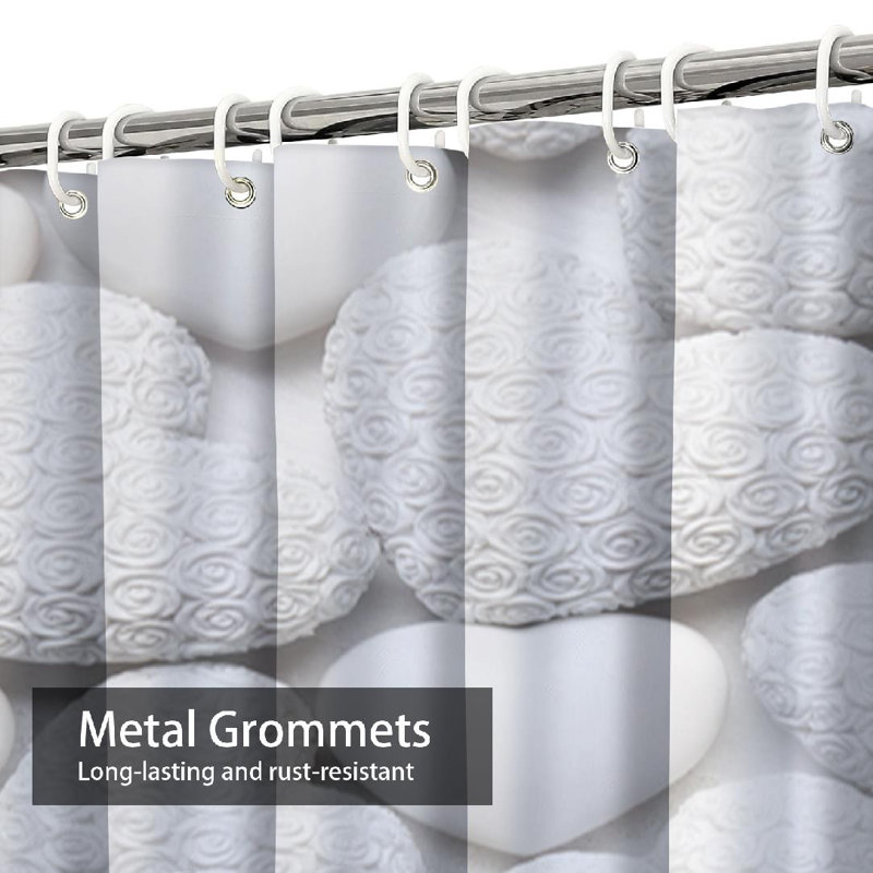 Rideau de douche blanc avec 12 crochets, L 72 po x l 72 po