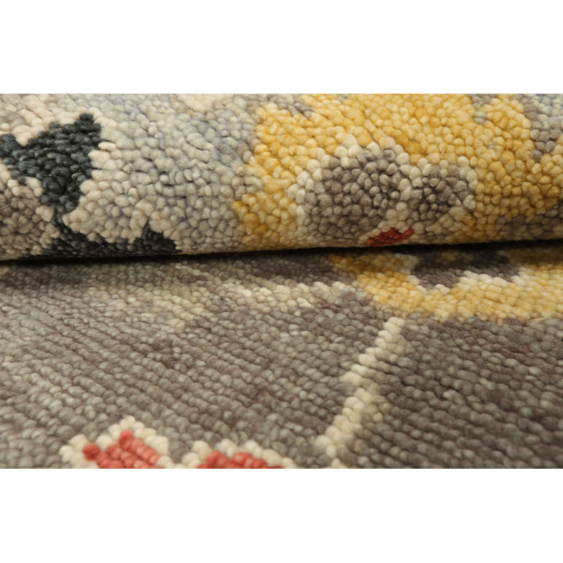 Tapis taupe en laine noué à la main Oushak, Rectangulaire 8 pi x 10 pi