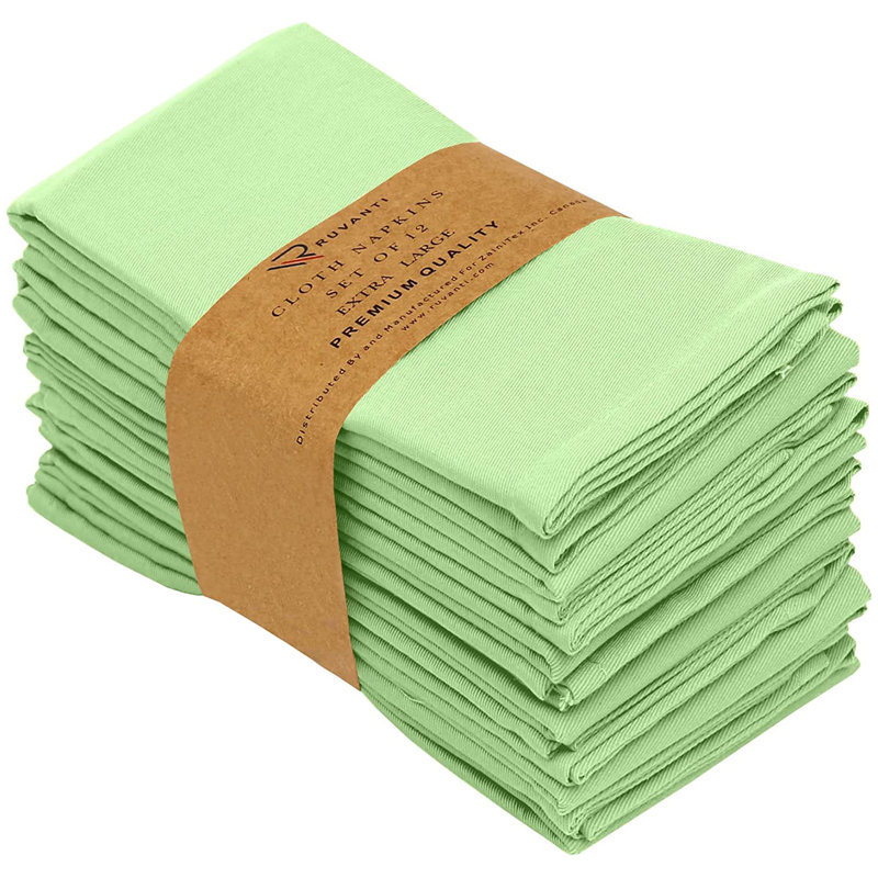 Poly Cotton Enrich Twill Cloth Napkins, Light Green