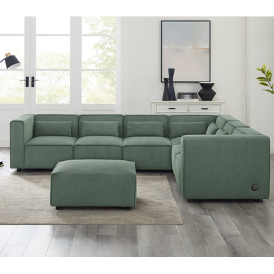 Canapé modulaire Quinshon MINIMORE de style moderne de 117 po de large avec repose-pieds et USB