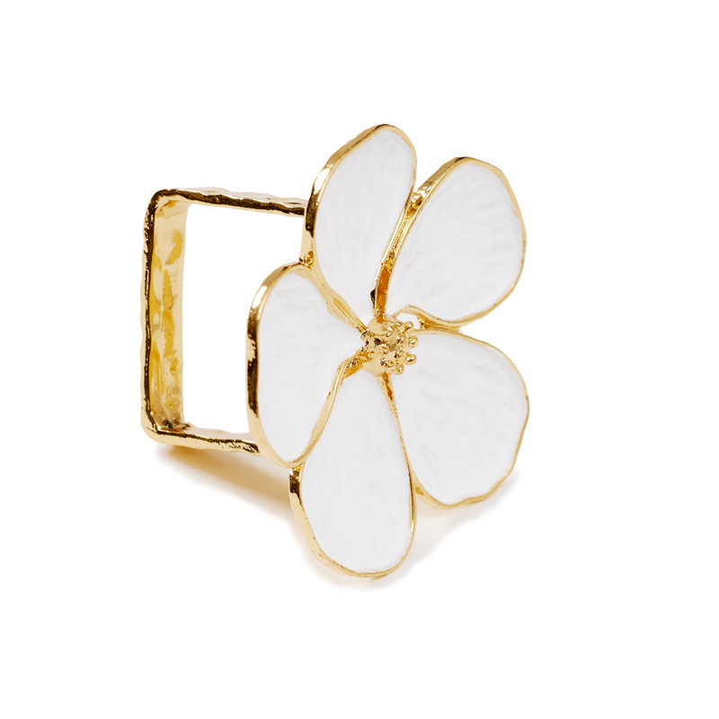 Alloy Napkin Ring, White/Gold