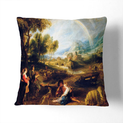 Landscape With A Rainbow Square Throw Cushion