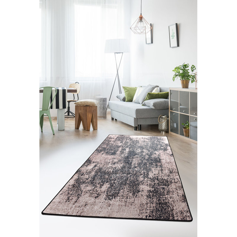 Durable Hall Carpet (2.6 x 6.6 ft) | 100% Polyester, Pile Height: 0.2 in, Total Thickness: 0.4 in | Antibacterial, Non-Slip Underside, Machine Washable | Ideal for Home Entryways, Elegant and Functional Design