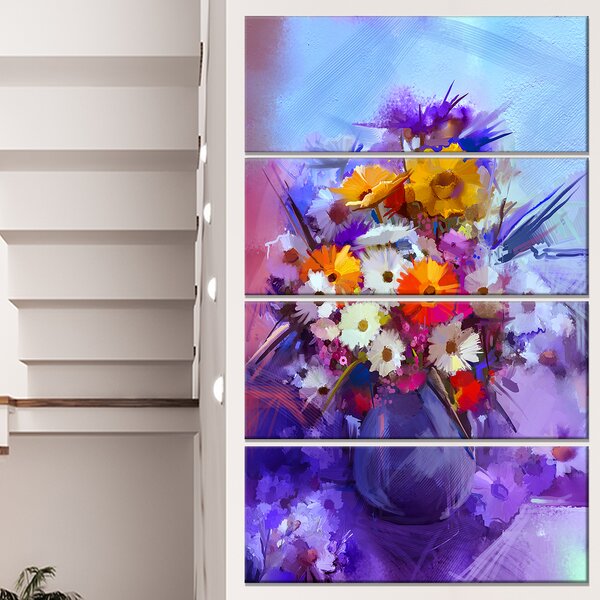 DesignArt Watercolor Flowers In Purple Vase On Canvas Print | Wayfair