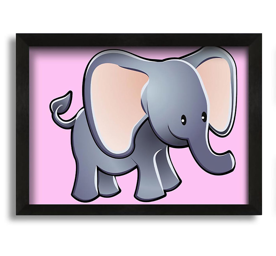 Gerahmtes Leinwandbild Big Eared Elephant in Rosa