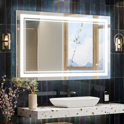 Kaelia LED Lighted Bathroom Vanity Mirror Memory Function Anti-fog Wall Mirror