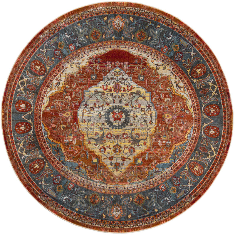 Majed Abstract Indoor Rug, Round 7'1"