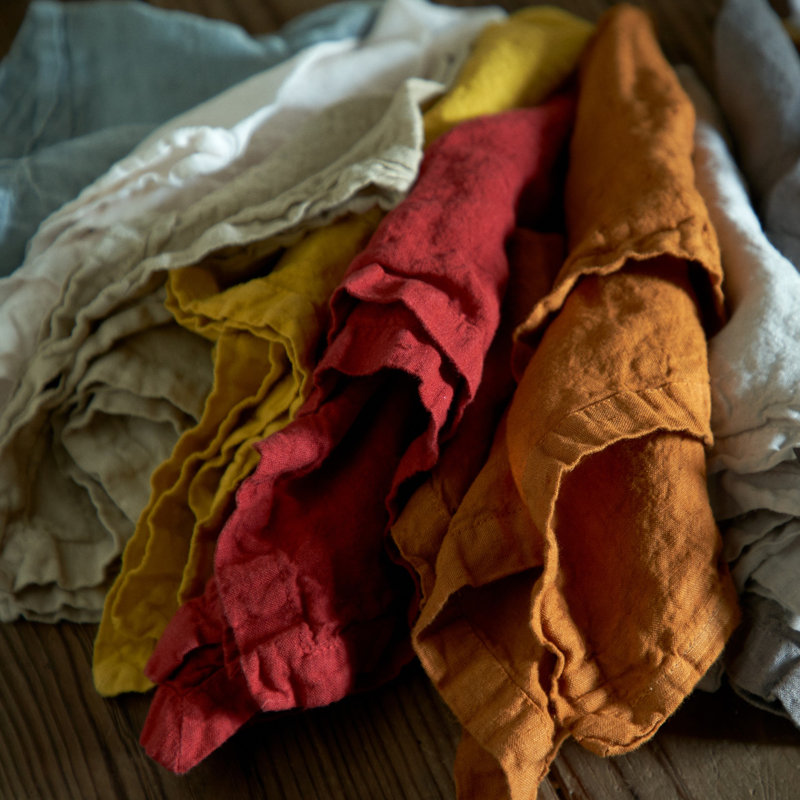 Maria Linen Square Napkin, Amber