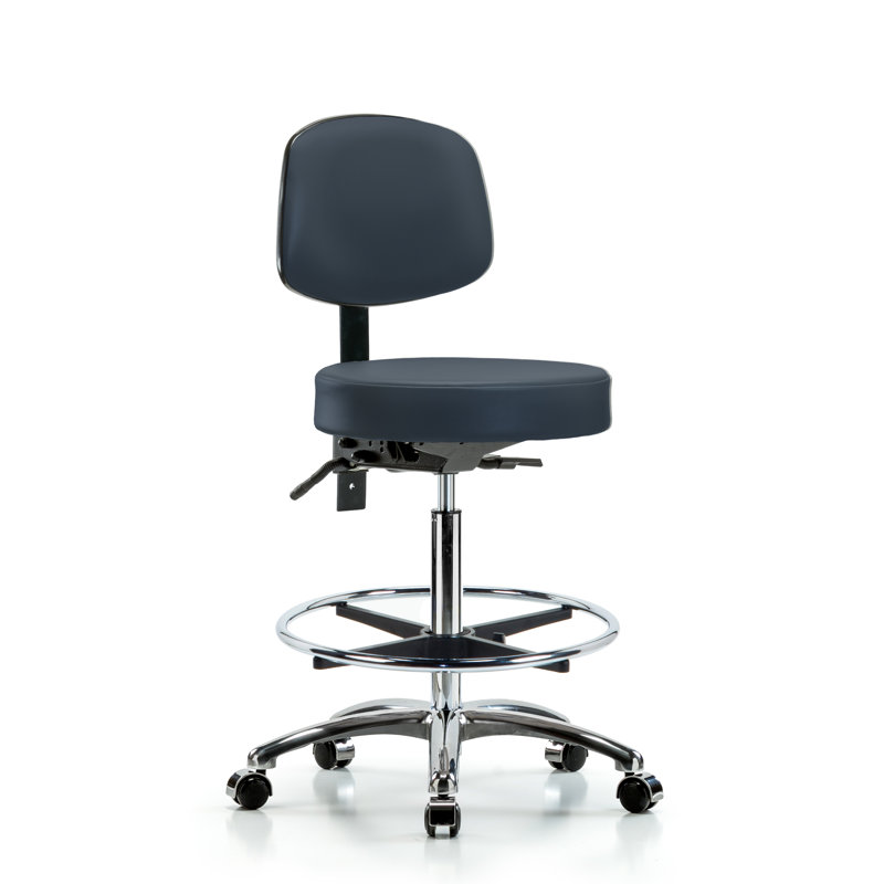 Tabouret de laboratoire à hauteur ajustable Micah, Patins, Bleu impérial