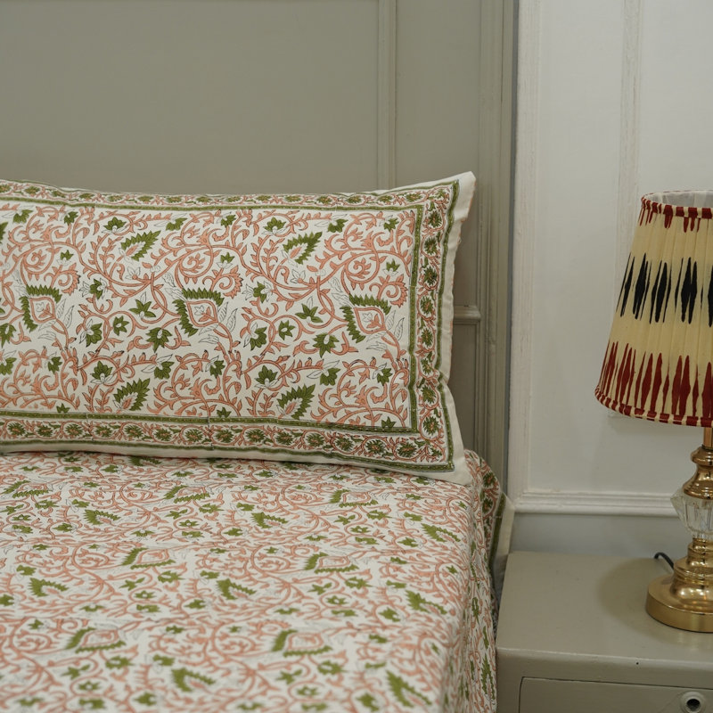 Fabdivine Pure Cotton Bedsheet Set – Handmade Bedsheet with Matching Pillow Covers – Premium Bedding, Hawamahal,
