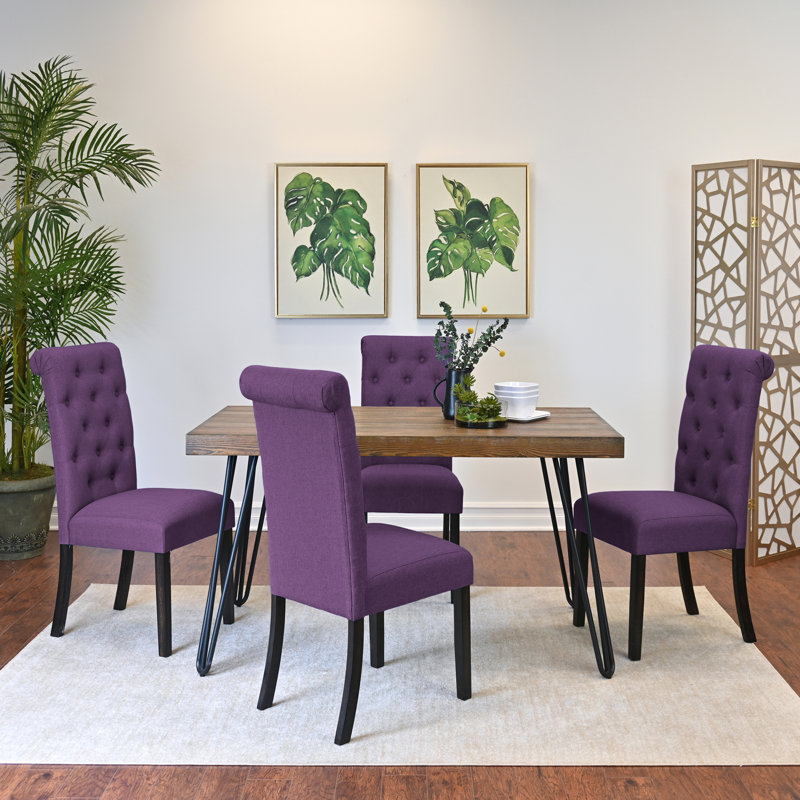 Ensemble de salle à manger 7 pièces, table à manger en épingle à cheveux avec 6 chaises, Mauve, 7