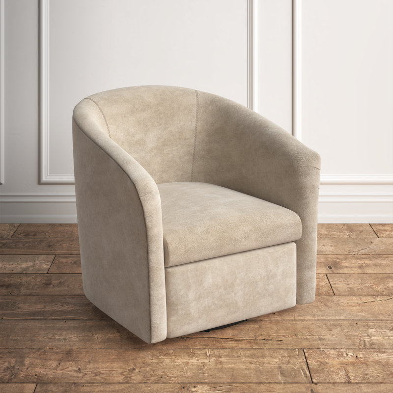 Karcher Upholstered Swivel Armchair, Sand Polyester