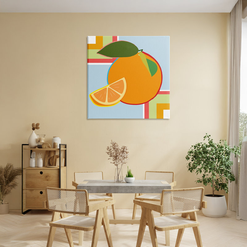 Geometric Orange Fruit Canvas, design by Daniela Santiago, 30" H x 30" W
