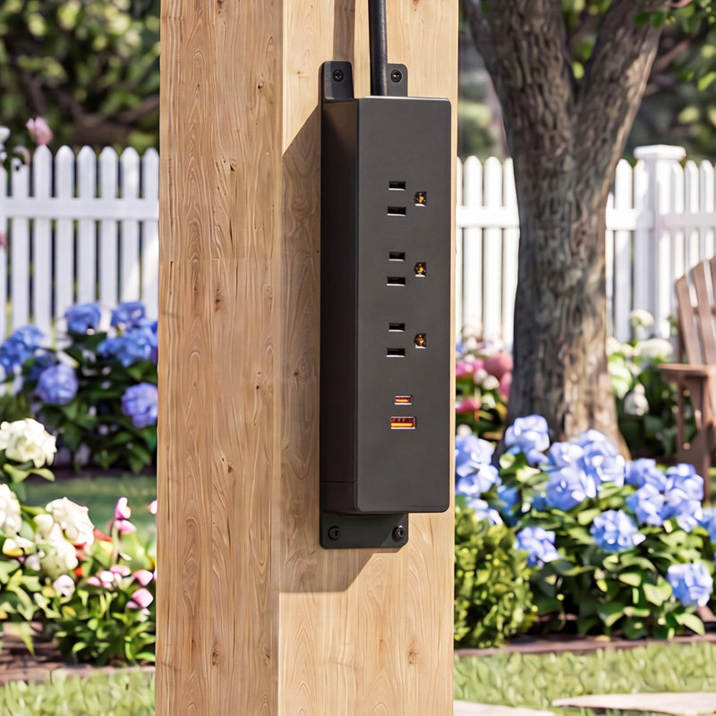 Outdoor Power Outlet with USB Type-C and Mounting Bracket