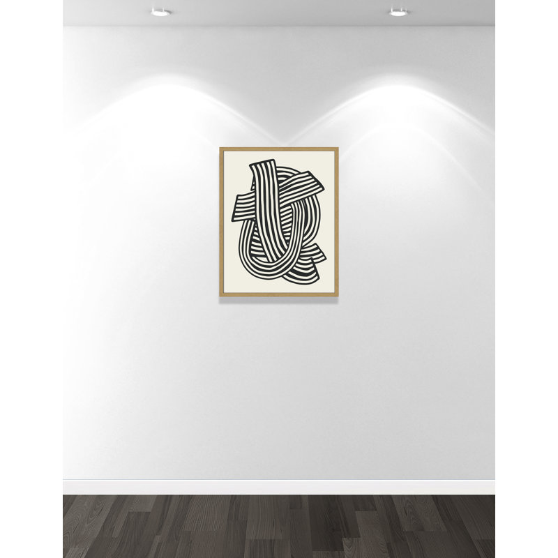 Rayures abstraites à imprimé noir par Dean, L 23,5 po x H 29,5 po, Impression encadrée, Natural Woodgrain