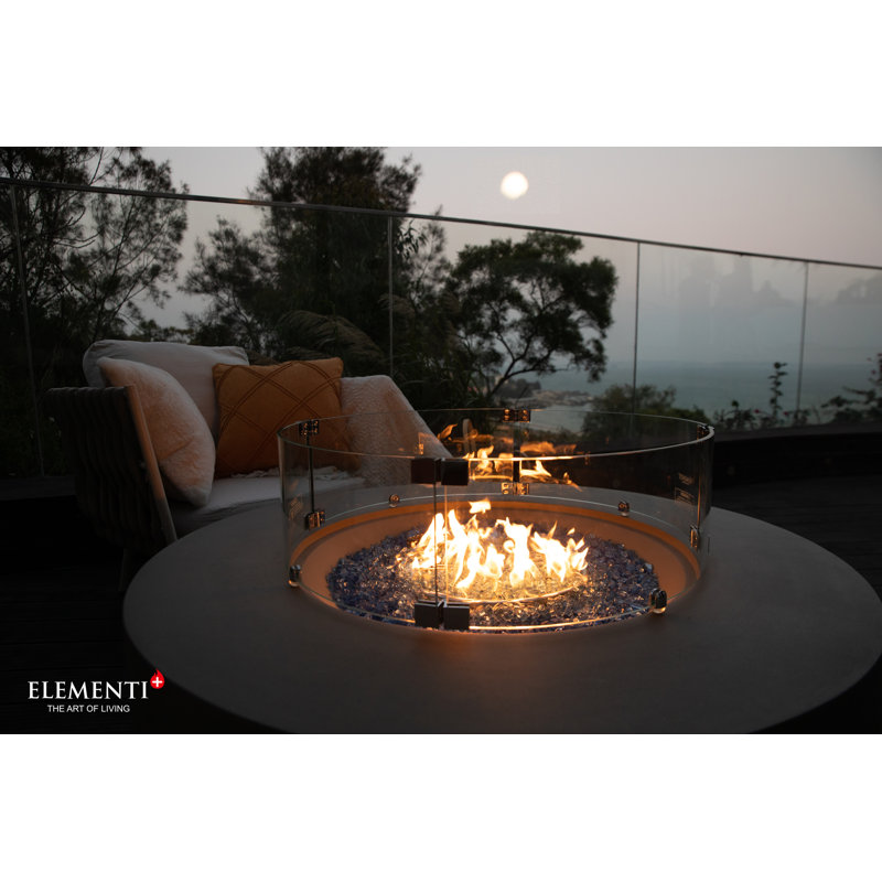 Clear Tempered Glass Round Fire Pit Wind Screen