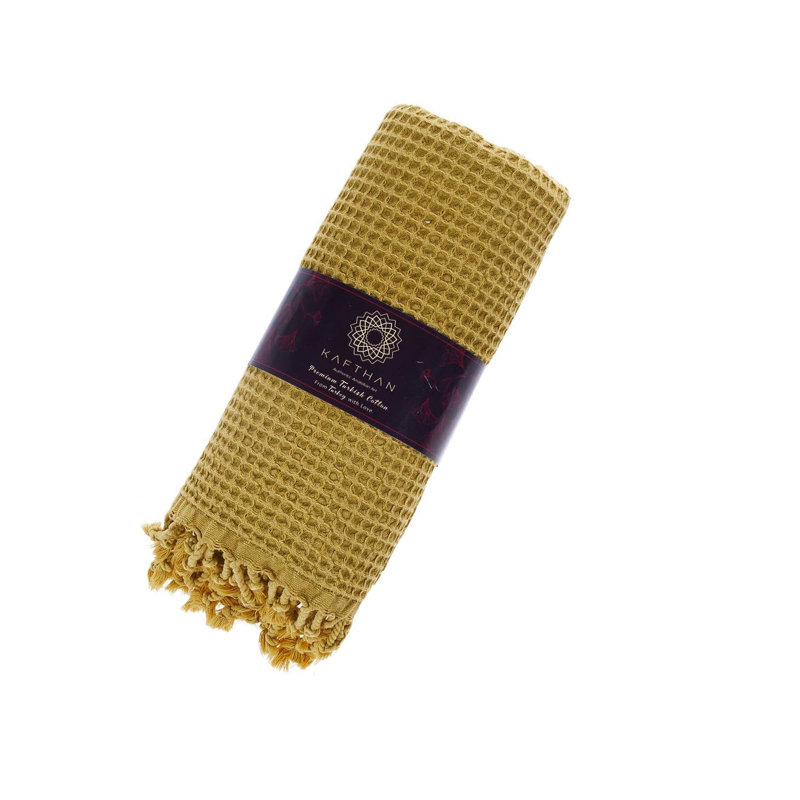 Kafthan Waffle Bath & Summer Beach Towel - Quick Dry & Lightweight, Gold