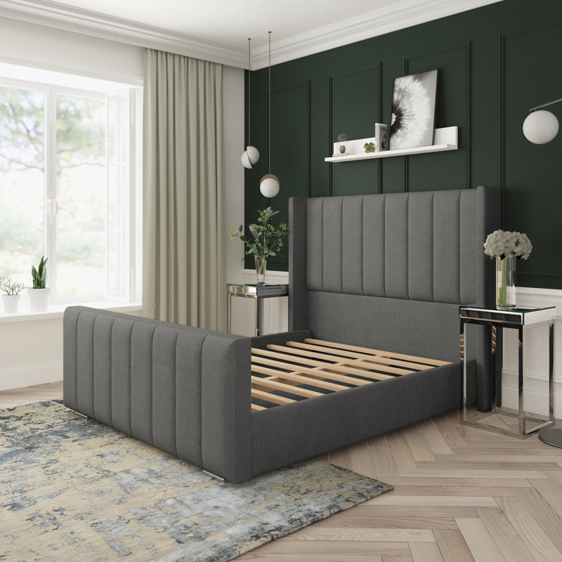 Willow Wool Upholstered Bed Frame, Small Single (2'6), Pewter