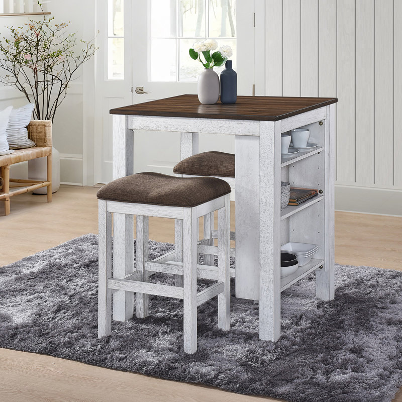 Ensemble de table de salle à manger 3 pièces avec espace de rangement pour les petits espaces