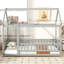 Lit en bois pour lit simple avec structure de toit-124917686-124917684