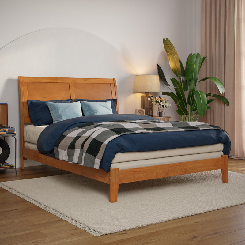  Lit de base en bois massif Lempley , Double, Caramel clair