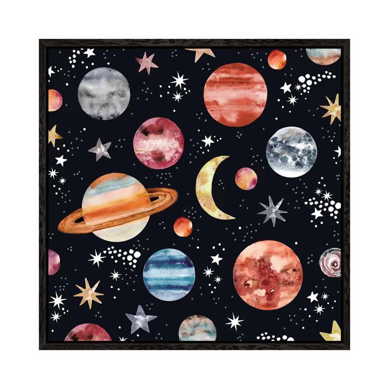 Planets by Sara Berrenson - Print on Canvas, 45.72 cm H x 45.72 cm W, Black Framed