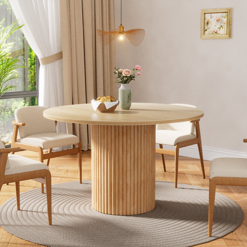 Table de salle à manger ronde en bois massif pour 1-6