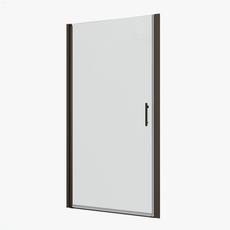 1 3/8" Adjustment,Universal Pivot Shower Door, Open Outside, With 1/4" Tempered Glass 2472, Matte Black