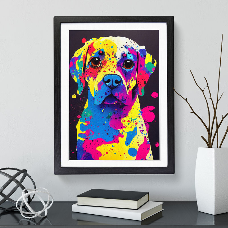 Dog Paint Splash No.7 - Framed Print, Black, 64cm H x 46cm W