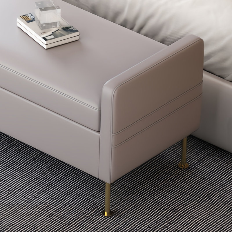 Banc de rangement rembourré Temeshia, H 21,25 po x l 39,37 po x P 17,71 po, Gris clair