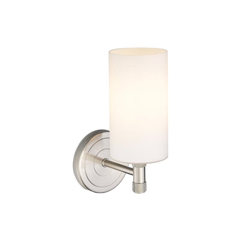 Applique murale 1 lumière Crown Point, Blanc mat, Nickel satiné, H 10,5 po x l 3,88 po x P 6,5 po