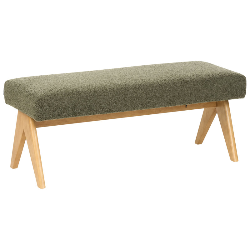 Bench Drumheller Boucle, Dark Brown Wood, Green