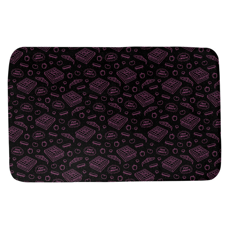 Tapis pour salle de bain Avicia, l 17 po x L 24 po, Noir / Rose
