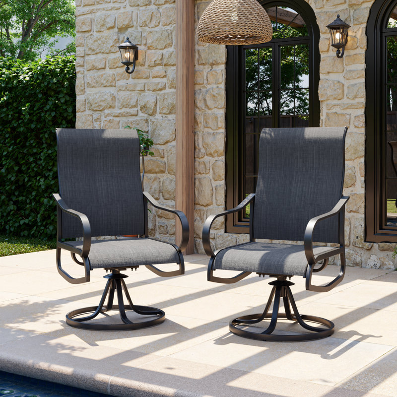 Fauteuil de patio pivotant Julessa, Gris foncé