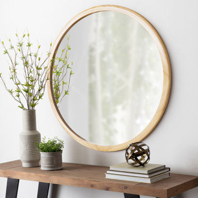 Miroir rond rond en bois 39 po