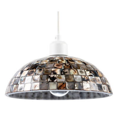 Natural Mother Of Pearl Shell Mosaic Dome Ceiling Pendant Light Shade By 