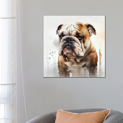 Aquarelle, bouledogue britannique